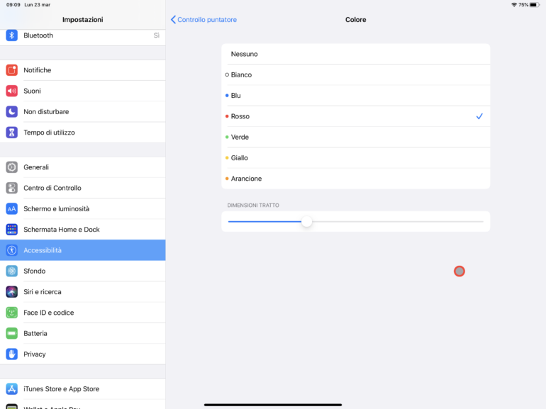 colore cursore ipad