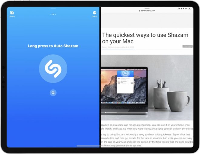 Shazam si aggiorna con la Split View su iPad