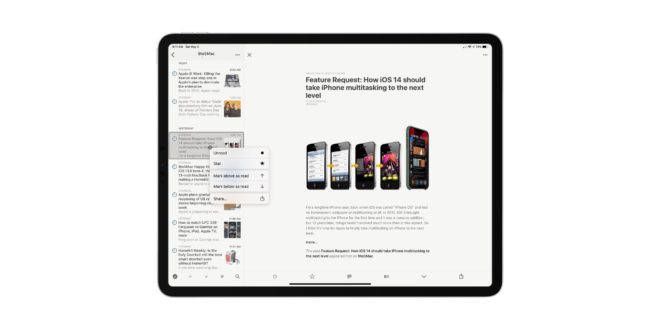 La popolare app Reeder ora supporta il trackpad su iPadOS