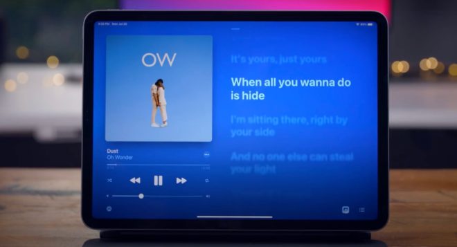 Come attivare i testi dele canzoni a schermo intero su iPad
