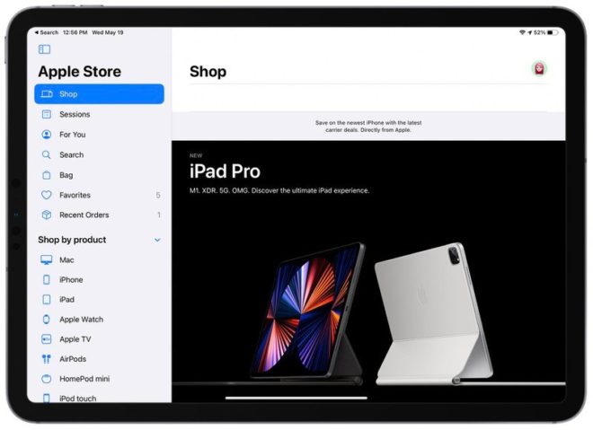 Apple aggiorna Apple Store su iPad con una nuova barra laterale
