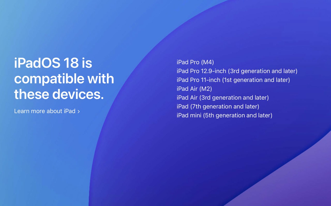 iPadOS 18 iPad compatibili