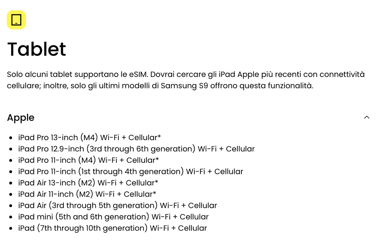 Saily iPad supportati